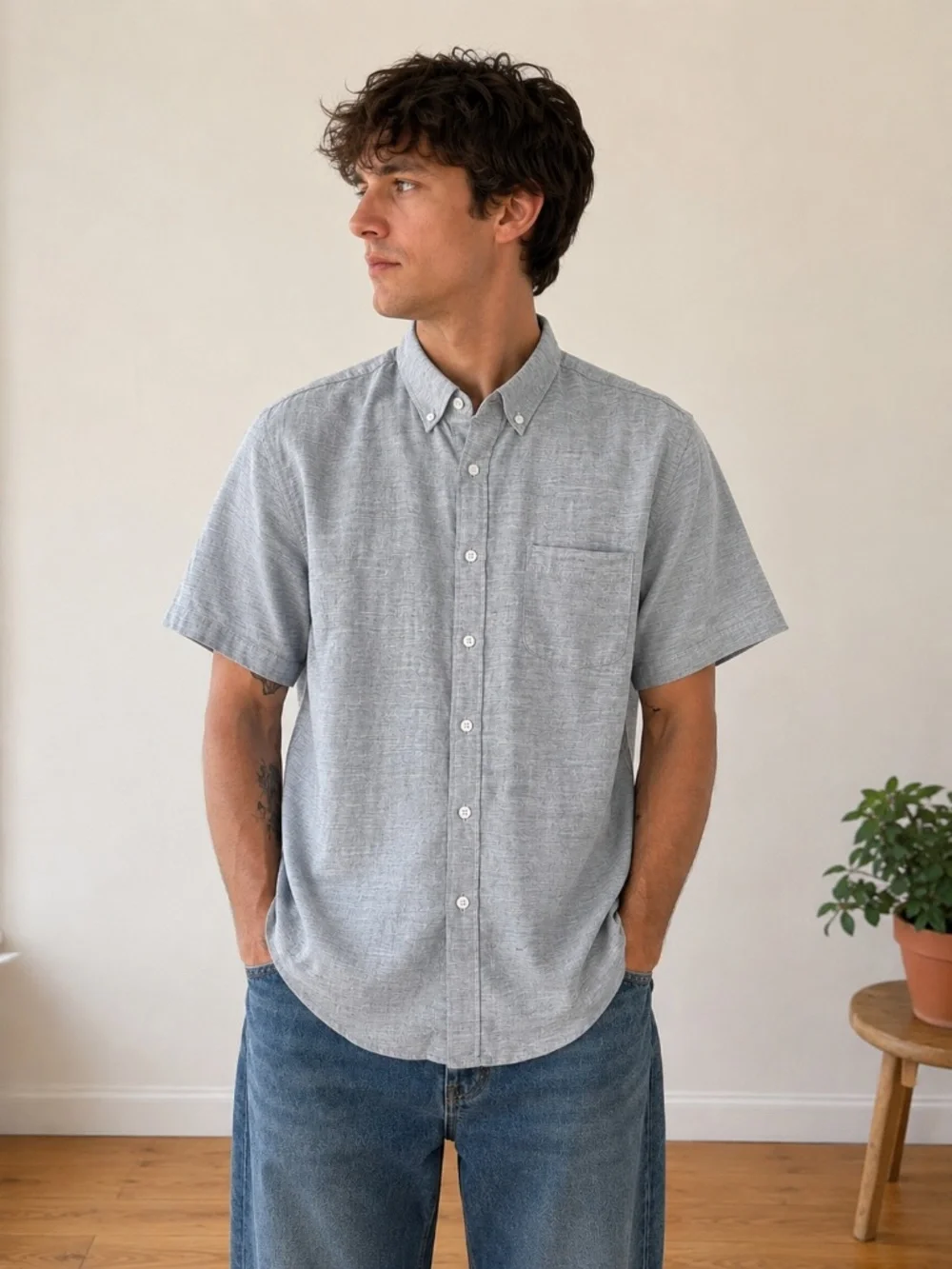 J.Crew Baird McNutt Irish Linen Cotton Shirt Blue XL